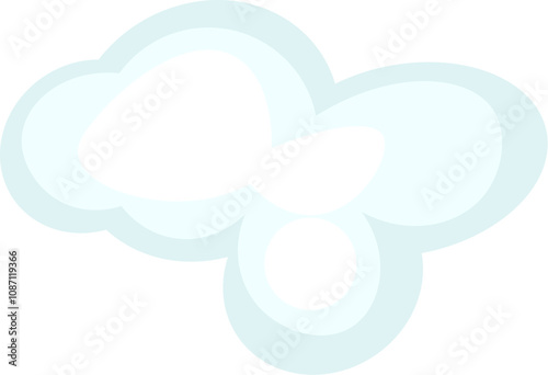 Winter fluffy cloud. Xmas winter air weightless cloud in cartoon style. Festive New Year vector icon isolated on white background for decoration of holiday design