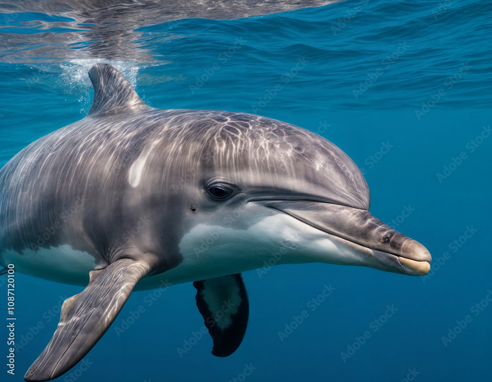 Fototapeta premium Delfin nadando bajo el agua