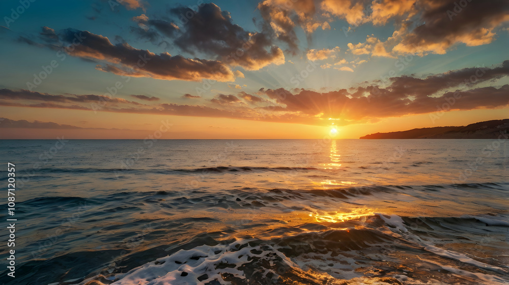 Fototapeta premium Beautiful sunrise over the sea