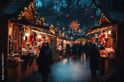 Nach dem Geschenke Einkauf ein Glas Glühwein auf dem Weihnachtsmarkt photo