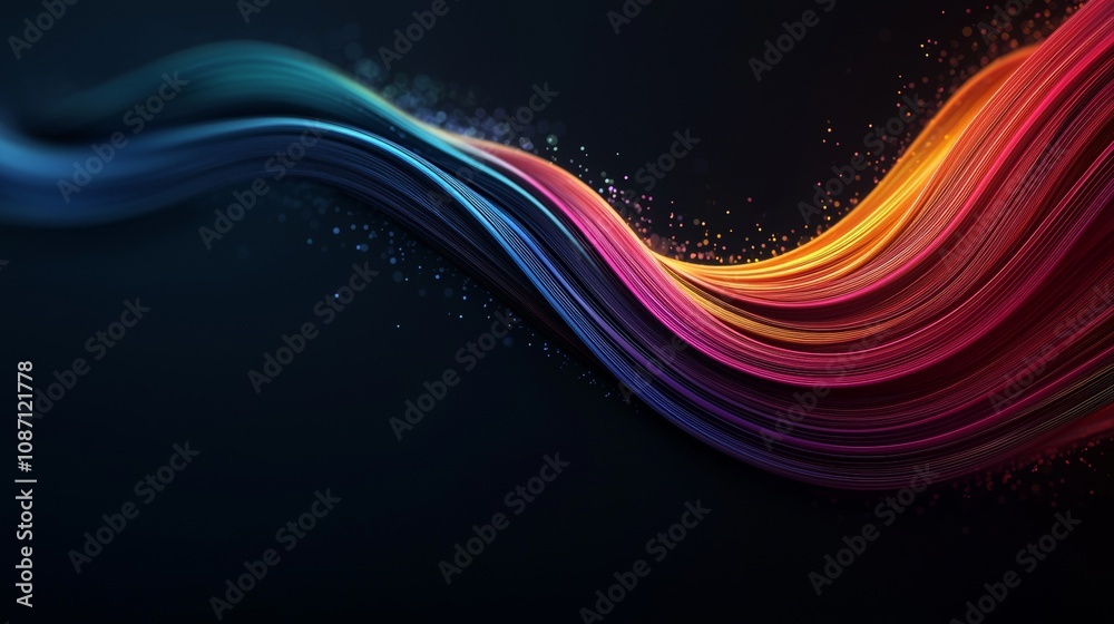 Vibrant light ribbons dance against a dark backdrop, exuding energy and offering space for creative messaging. Vibrant light ribbons dance against a dark backdrop, exuding energy and offering space for creative messaging.