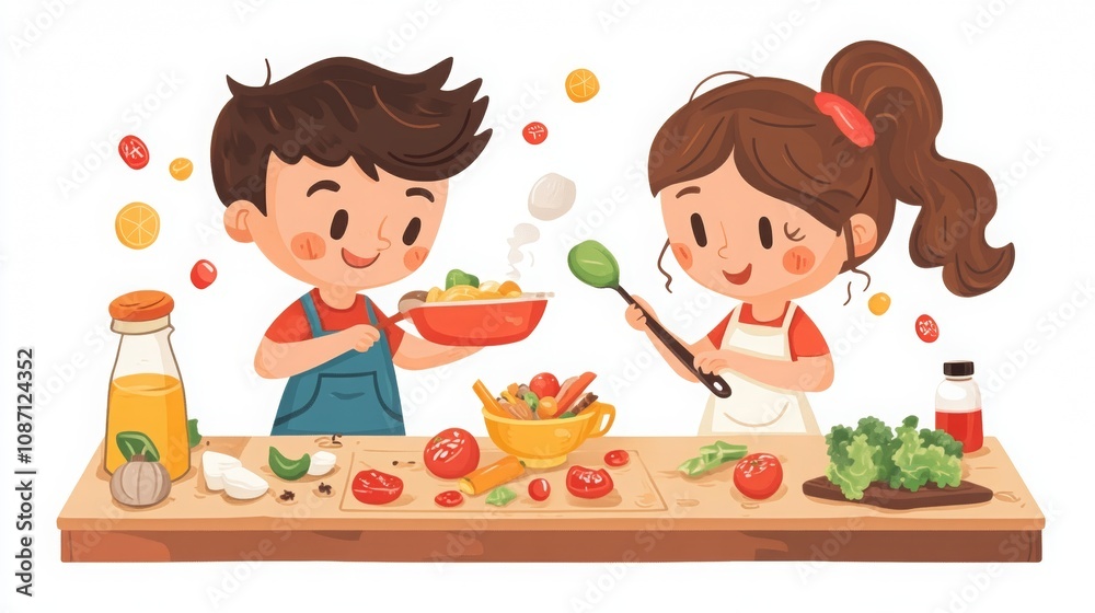 Joyful Cooking Together, couple preparing healthy meals, enjoying each other's company, vibrant ingredients, laughter filling the kitchen Joyful Cooking Together, couple preparing healthy meals, enjoying each other's company, vibrant ingredients, laughter filling the kitchen