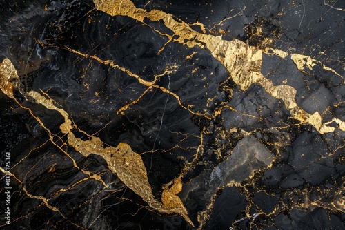 Wallpaper Mural Image of Deep black marble pattern with golden veins. Texture for background usage Torontodigital.ca