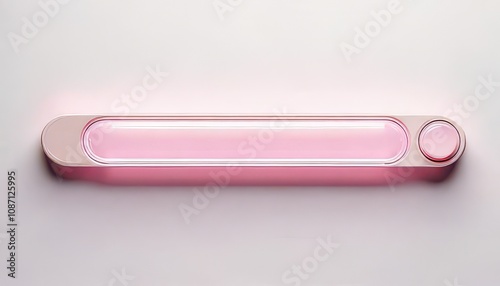 Minimalist search engine concept. Pink handheld device on a white background.