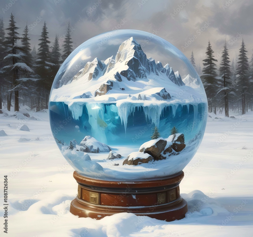 Illustration of globe earth with winter landscape. Illustration of globe earth with winter landscape.