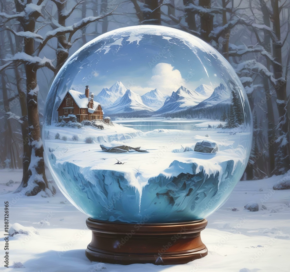 Illustration of globe earth with winter landscape. Illustration of globe earth with winter landscape.