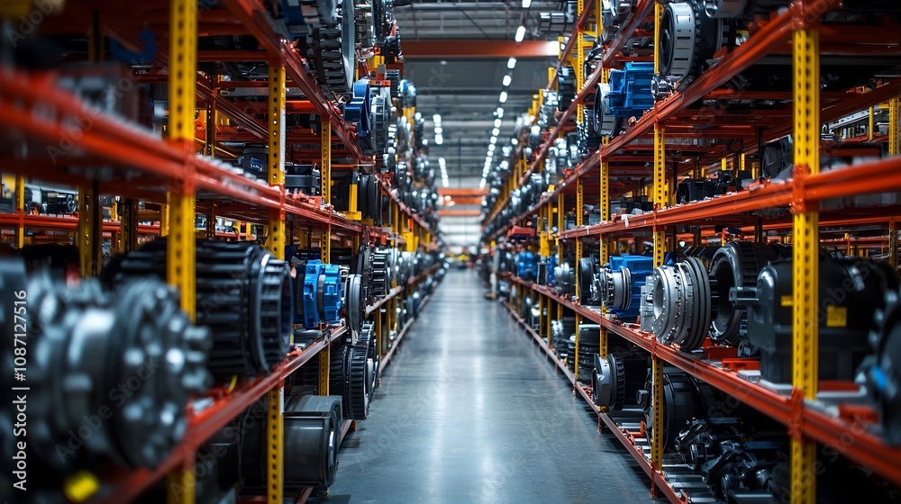 Capacity Shipping System, Expansive Industrial Warehouse Filled with Automotive Parts and Machinery Capacity Shipping System, Expansive Industrial Warehouse Filled with Automotive Parts and Machinery
