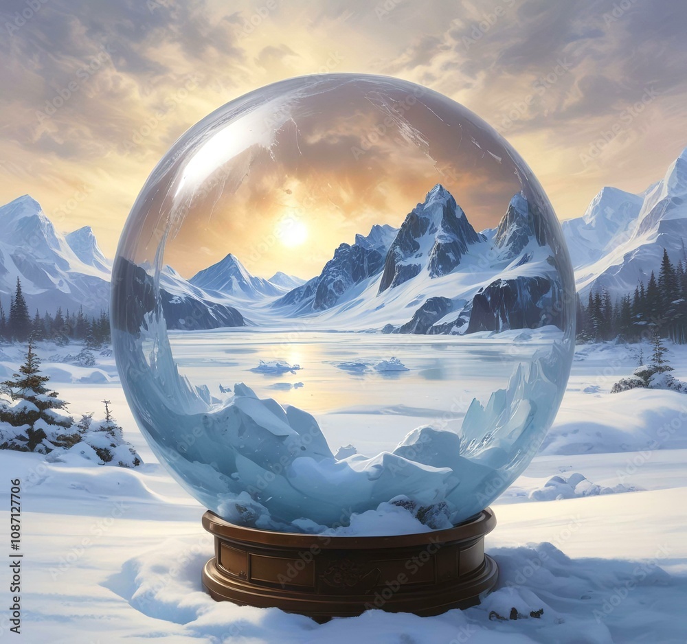 Illustration of globe earth with winter landscape. Illustration of globe earth with winter landscape.