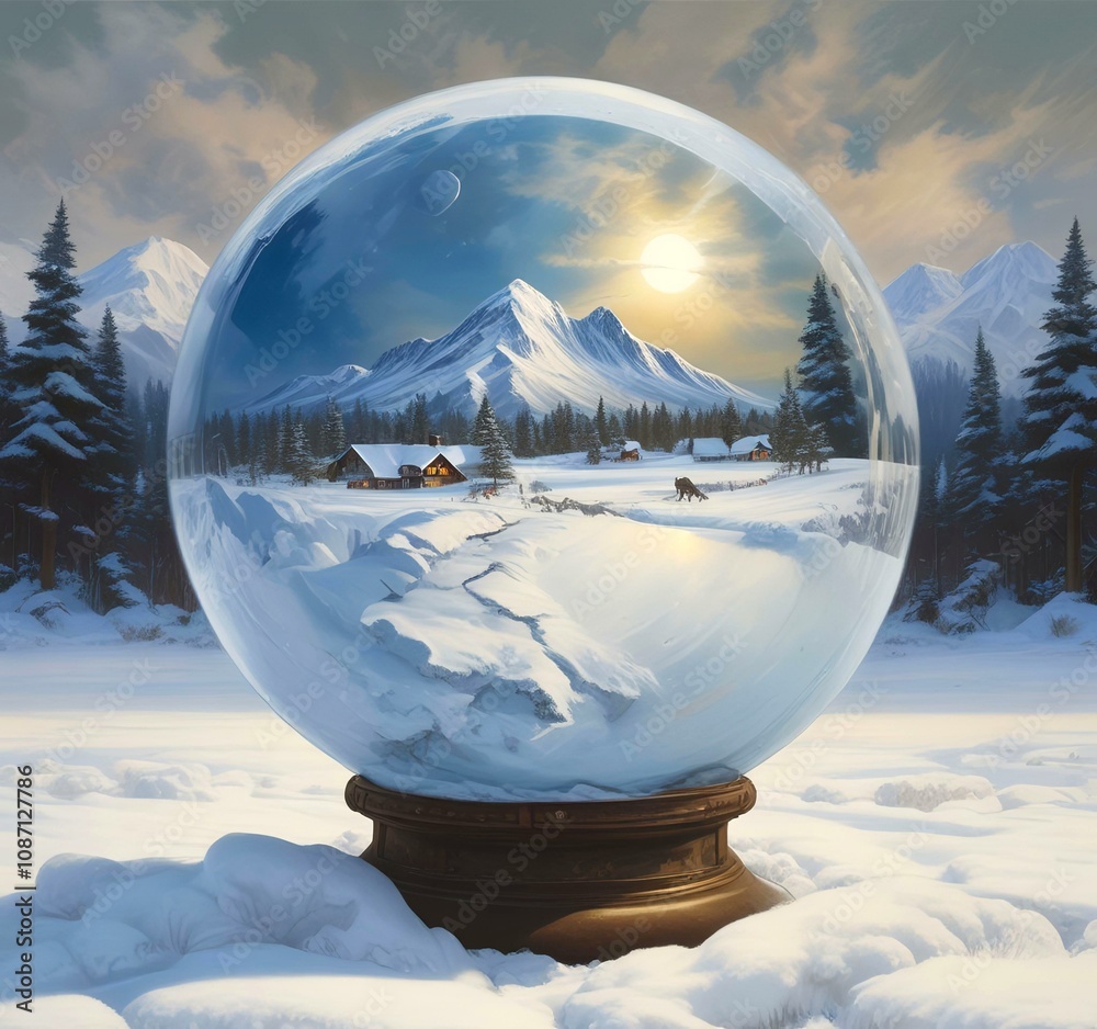 Illustration of globe earth with winter landscape. Illustration of globe earth with winter landscape.