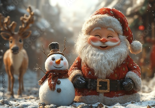 Charming Snowperson and Santa Claus Figurines for Holiday Cheer photo