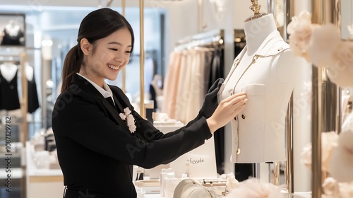 Smiling Sales Clerk Adjusti...