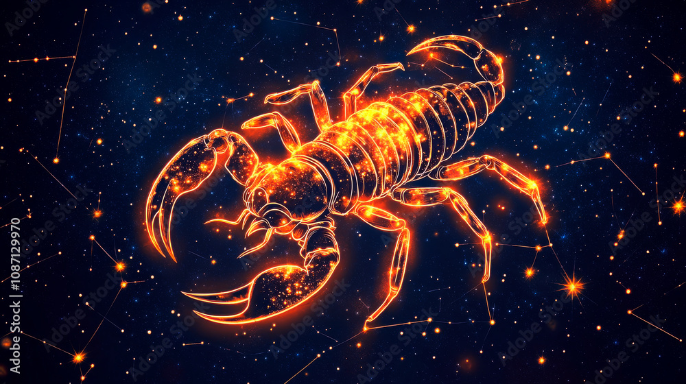 Scorpius Scorpion with Fiery Constellations Scorpius Scorpion with Fiery Constellations