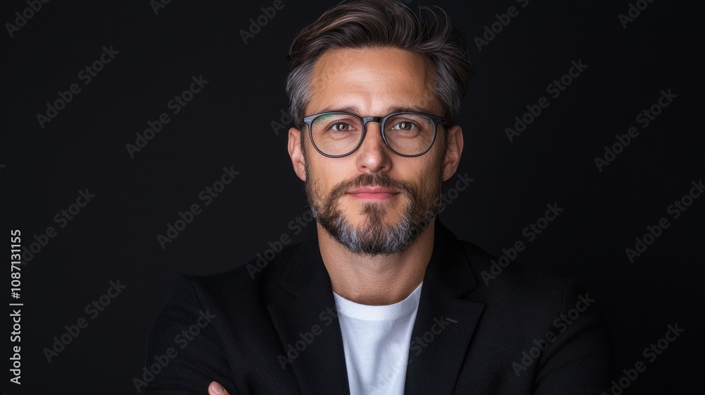 A man wearing glasses and a black jacket