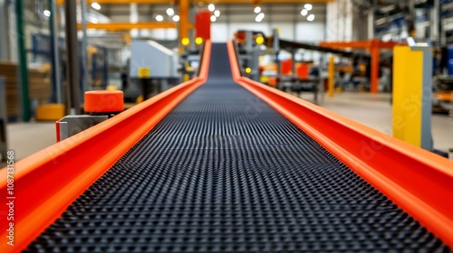 Automated Industrial Conveyor Belts in a Factory Manufacturing Process