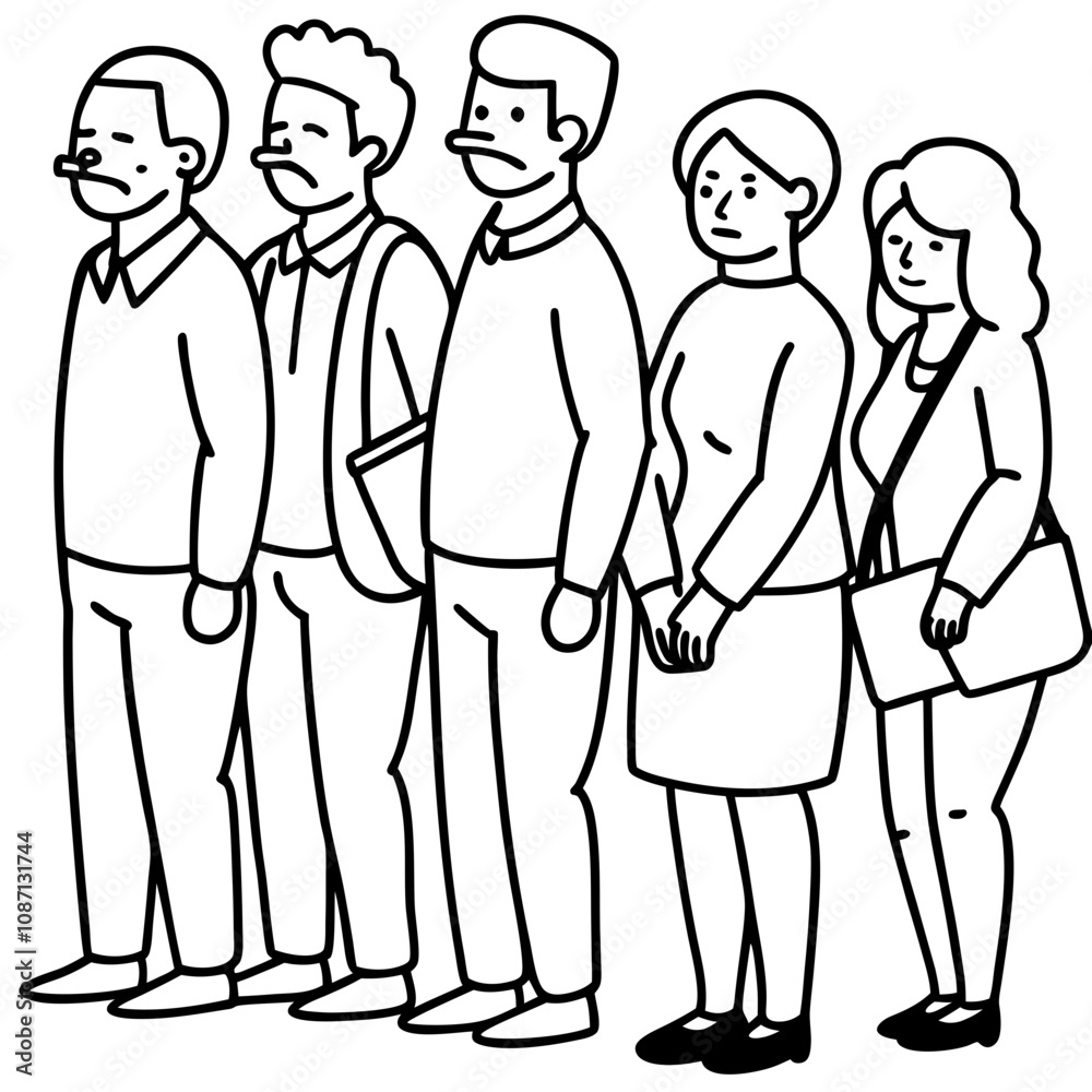 stressed people wait in queue stressed people wait in queue