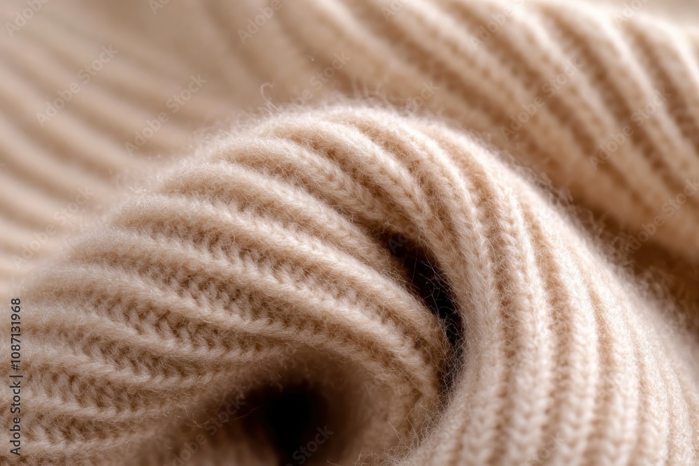 A close-up look at ribbed beige fabric texture, showcasing its softness and warmth, ideal for use in high-quality, luxurious clothing and textile products. A close-up look at ribbed beige fabric texture, showcasing its softness and warmth, ideal for use in high-quality, luxurious clothing and textile products.