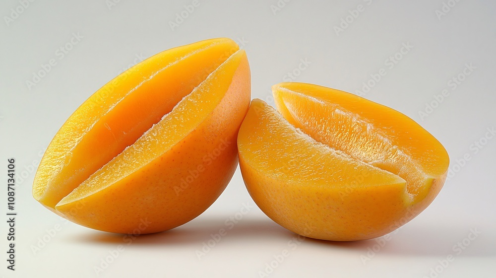 Isolated on white background a vibrant starfruit halved and whole showing its unique shape and golden yellow color with side empty space for text Stockphoto style Isolated on white background a vibrant starfruit halved and whole showing its unique shape and golden yellow color with side empty space for text Stockphoto style