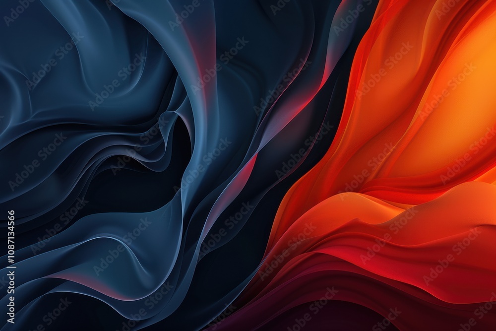 Obraz premium Abstract Flowing Red and Blue Waves Gracefully Merge with Smooth Textures