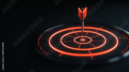 A red arrow is on a black background photo