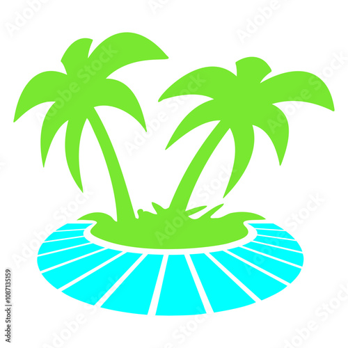 Palm Island Tree Beach Vacation Coconut Sea Cool Design Lover Art Vector Illustration Card T-Shirt Poster Sticker Graphic Print Decorative Drawing Isolated Logo Decoration Symbol Creative Cool Style
