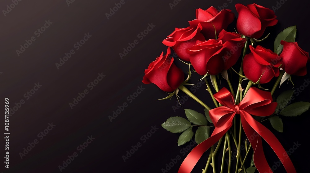 Bouquet of Red Roses with Ribbon Bouquet of Red Roses with Ribbon