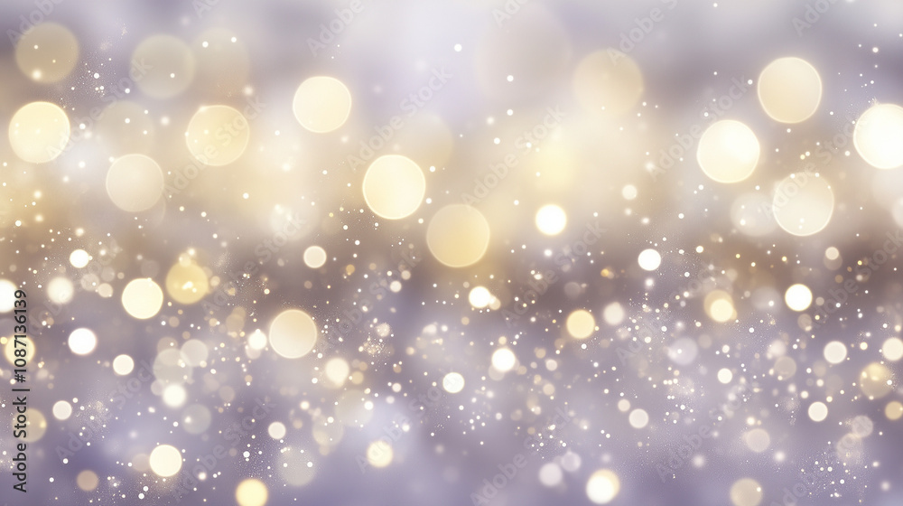 Ethereal Winter Wonderland: Abstract Glittery Background with Soft Violet Hues and Feathery Snowflakes, Perfect for Festive Designs.