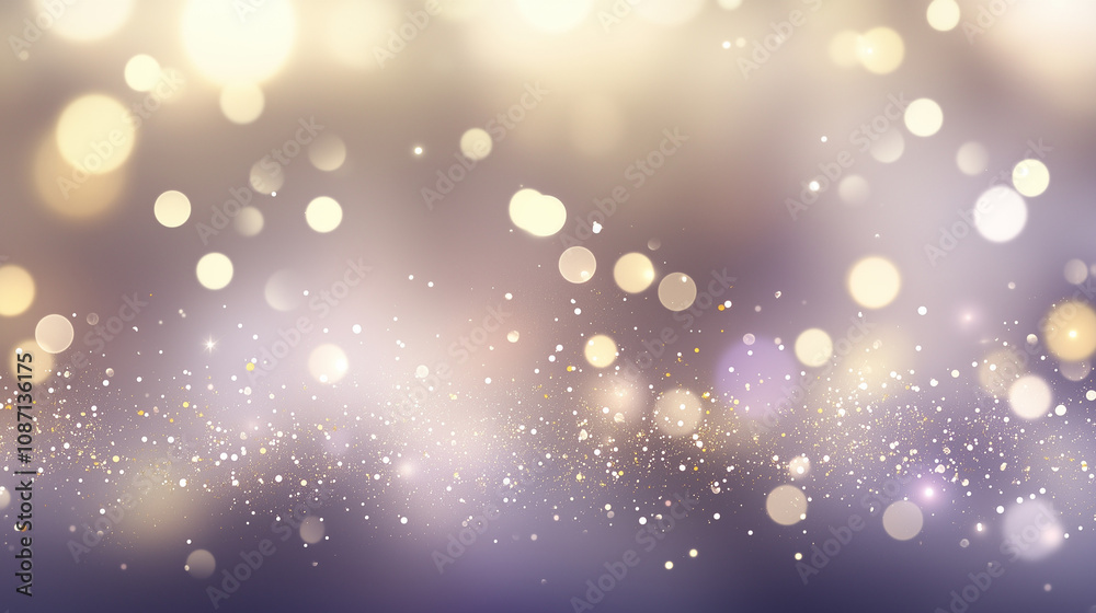 Ethereal Winter Wonderland: Abstract Glittery Background with Soft Violet Hues and Feathery Snowflakes, Perfect for Festive Designs. Ethereal Winter Wonderland: Abstract Glittery Background with Soft Violet Hues and Feathery Snowflakes, Perfect for Festive Designs.