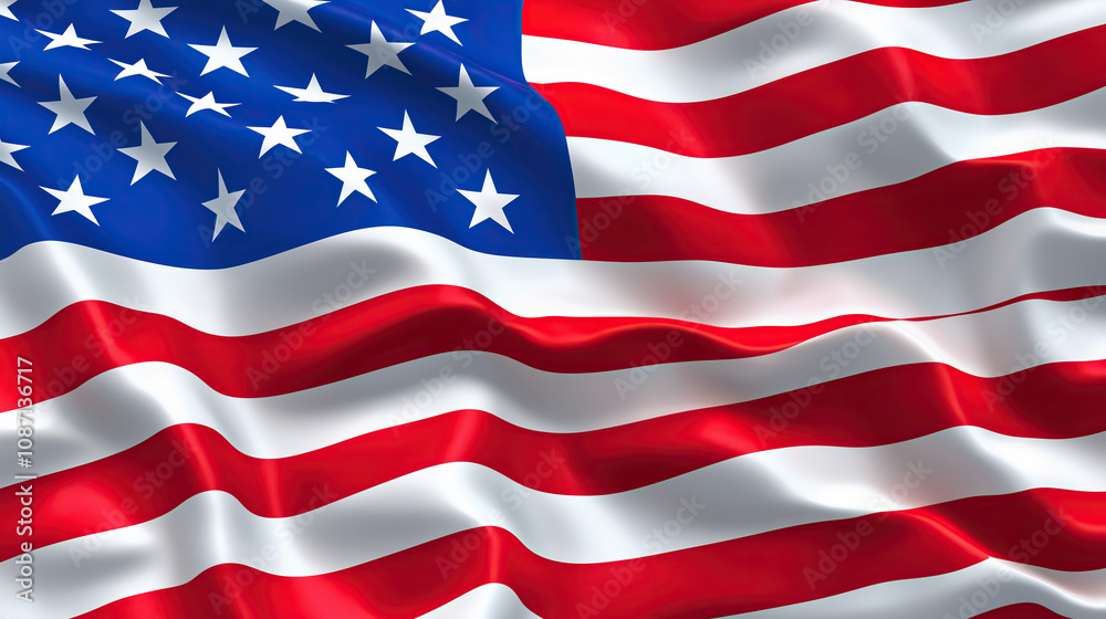 Obraz premium A majestic background featuring the iconic American flag with its vivid colors and star-spangled banner, representing the unity and independence of the United States.