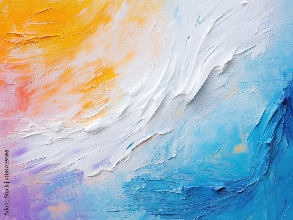 Outstanding painting of two colors blue and red with a white background Outstanding painting of two colors blue and red with a white background