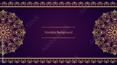Beautiful mandala background  gold and purple