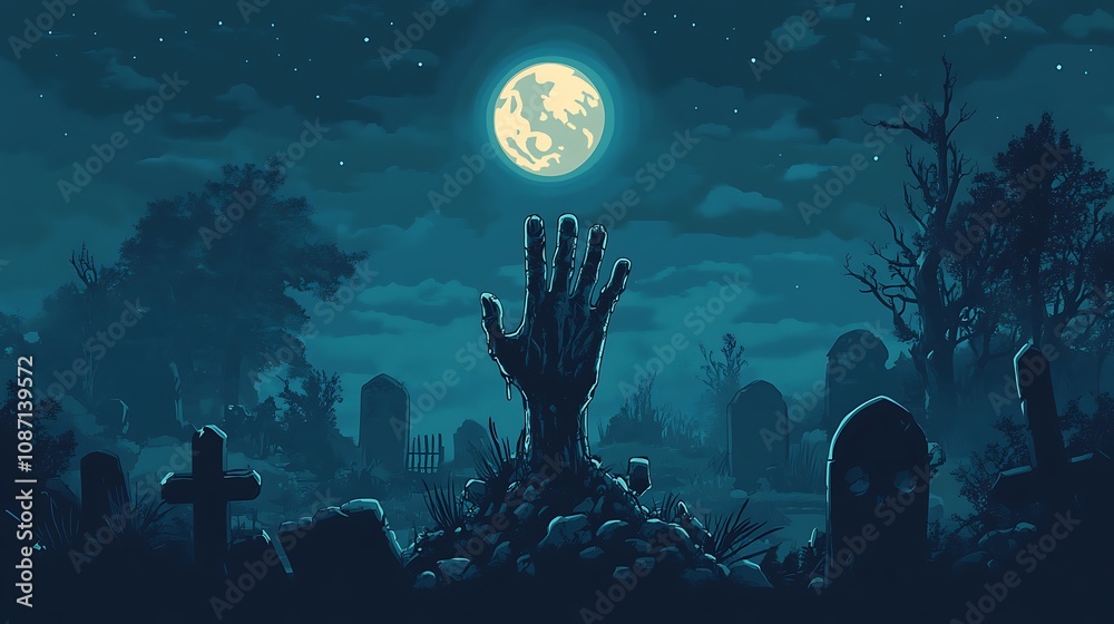 Zombie Hand Emerging from Grave