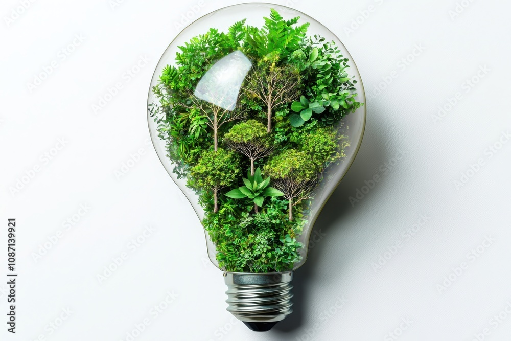 Innovative environmental design a lightbulb filled with nature's essence for sustainable living Innovative environmental design a lightbulb filled with nature's essence for sustainable living