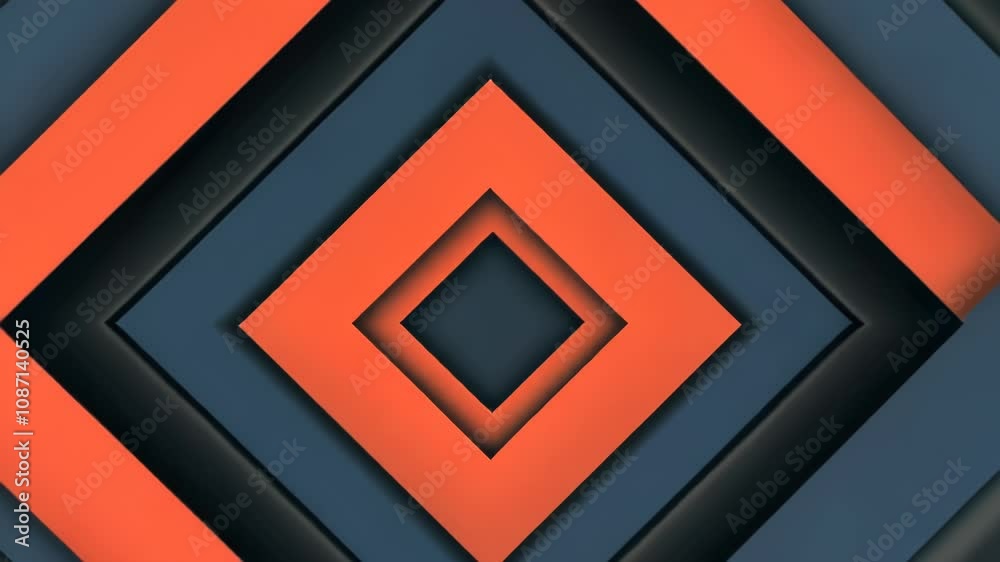 Abstract Geometric Design: Interlocking Orange and Gray Squares Abstract Geometric Design: Interlocking Orange and Gray Squares