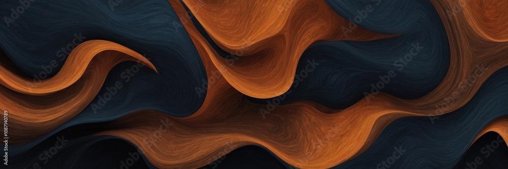 Obraz premium Dark blue orange Brown color wave black backdrop abstract Grainy noisy background
