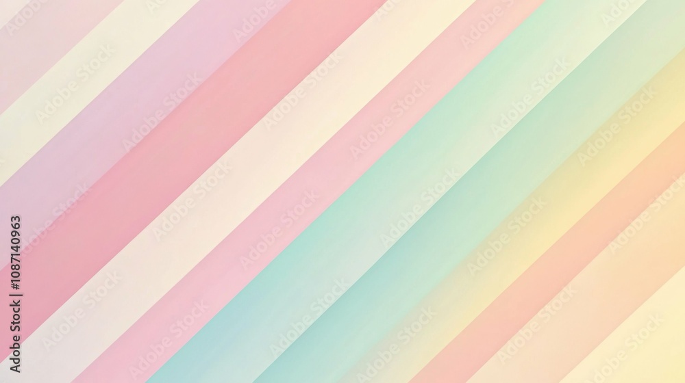 Obraz premium soft rainbow diagonal stripes, seamless background, gentle transitions, calming tones, minimalistic look, smooth flow, pastel hues