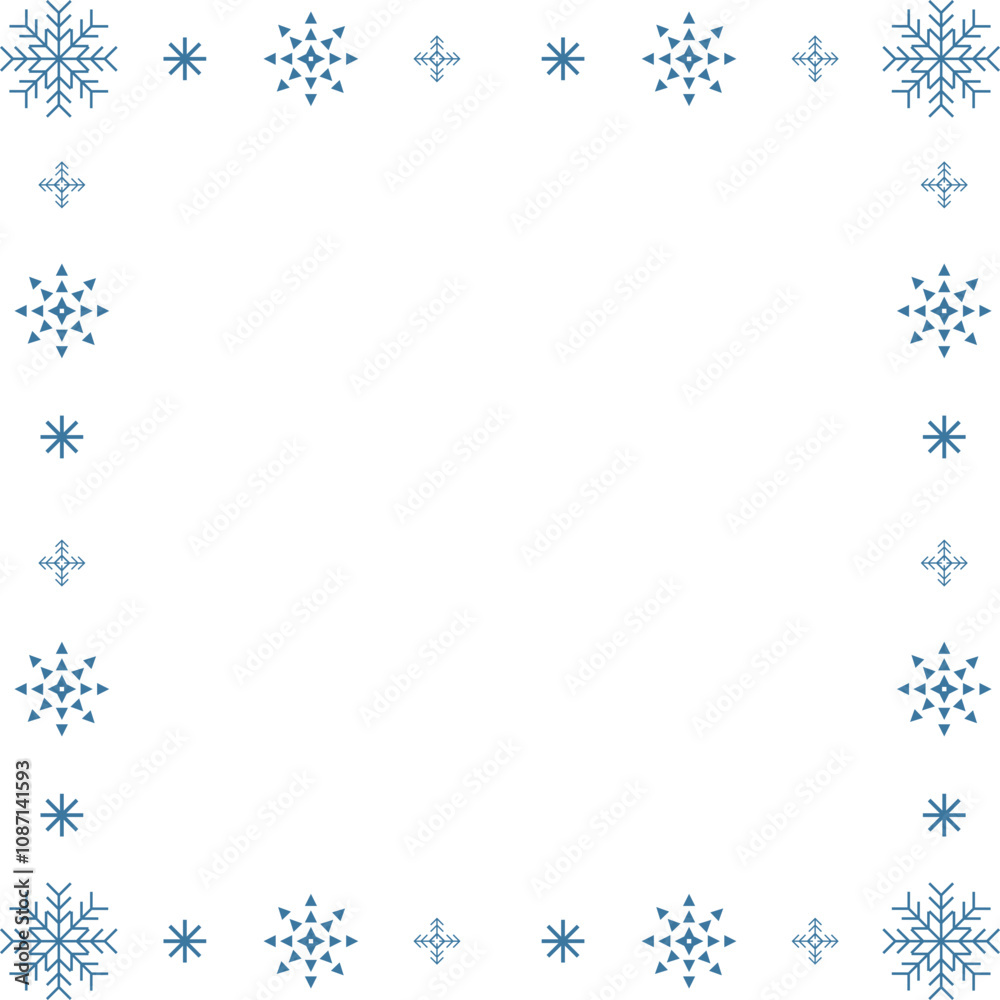 square winter snowflake frame