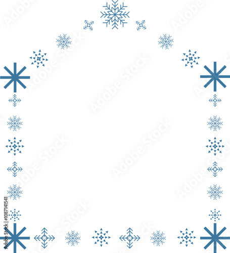 house winter snowflake frame
