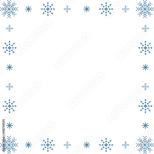 square winter snowflake frame
