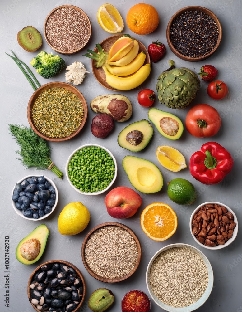 Naklejka premium Healthy Food Flat Lay 