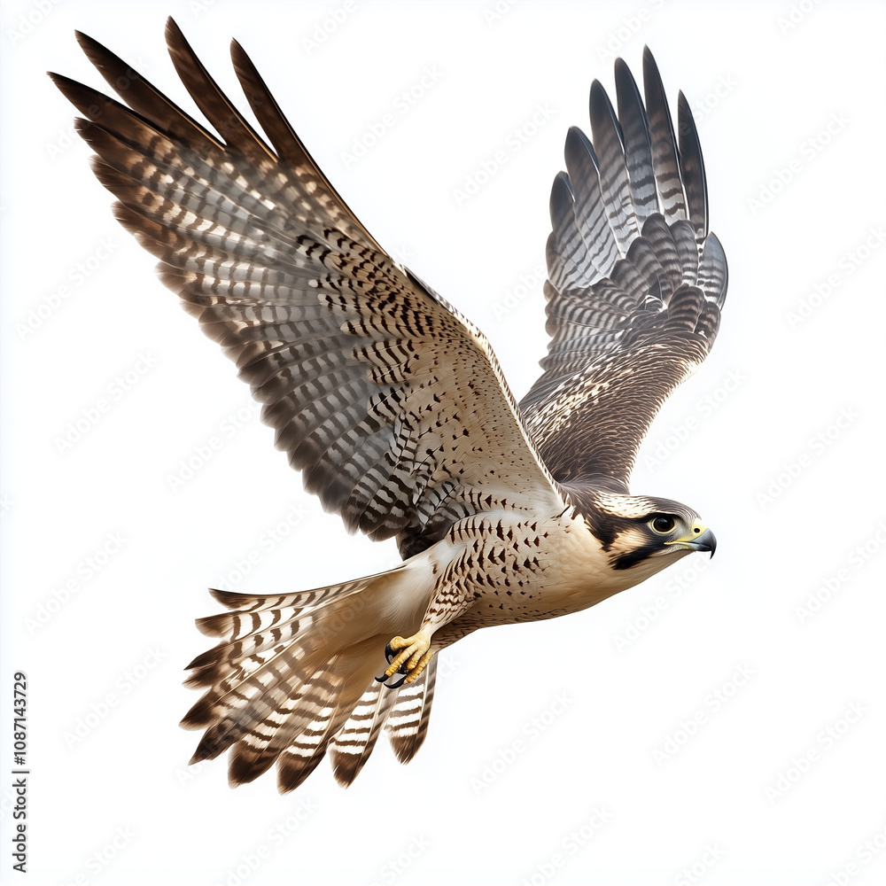 Fototapeta premium Flying falcon isolated on white background