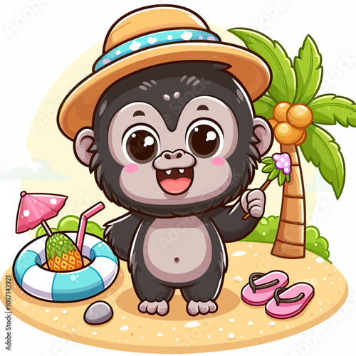 gorilla on the beach