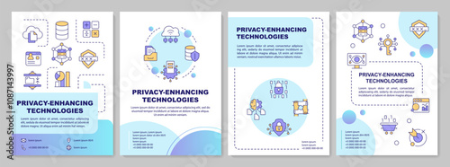 Privacy-enhancing technologies linear icons set. Data security, protection and encryption. Cybersecurity. Customizable thin line symbols. Isolated vector outline illustrations. Editable stroke