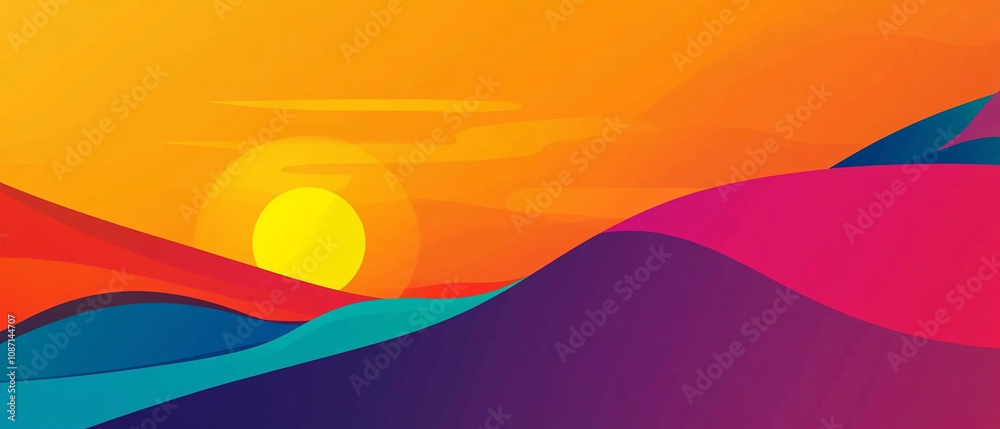 New Chance Sunrise Flat Design Stockphoto New Chance Sunrise Flat Design Stockphoto