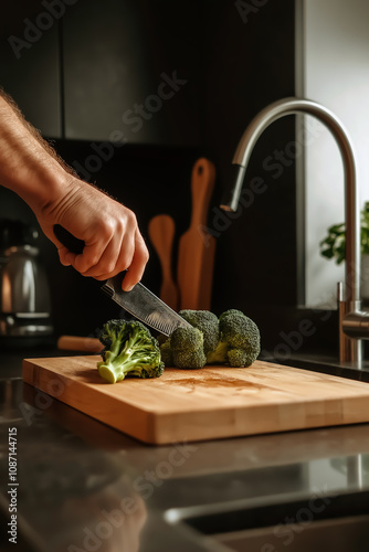 cut the broccoli to wash it