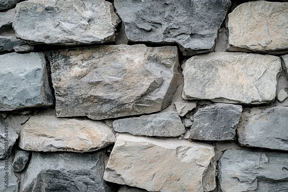 Textured Stone Wall: Nature's Architecture in Gray Tones Textured Stone Wall: Nature's Architecture in Gray Tones