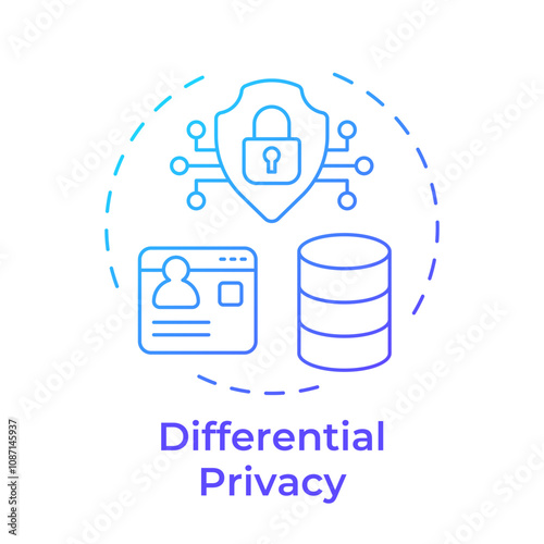 Differential privacy blue gradient concept icon. Type of privacy enhancing technologies. Data security. Round shape line illustration. Abstract idea. Graphic design. Easy to use in article