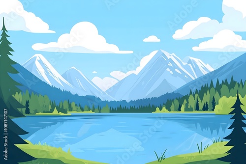 Beautiful autumn mountain landscape. Vector illustration. winter Vector art style landscape. Sunset in mountains illustration, nature, vector, background, hill, sky, mountain, tree, environment, photo