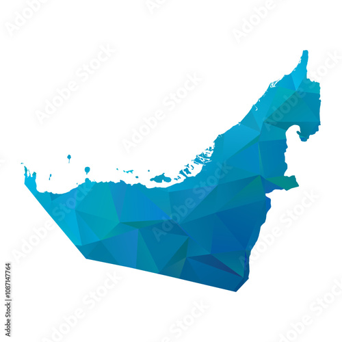 Map of United Arab Emirates - Blue Geometric Rumpled Triangular , Polygonal Design For Your. Vector illustration eps 10.