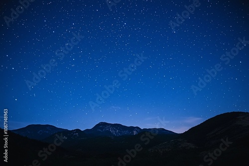 A Serene Night Sky Over Majestic Mountains Under a Dazzling Starry Canvas