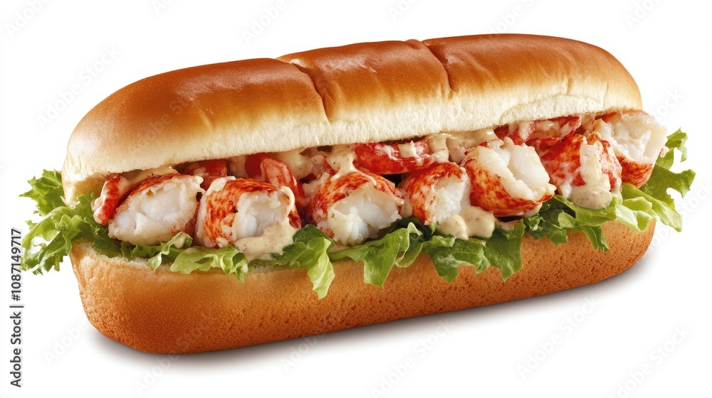 Fresh Lobster Roll on a Soft Bun with Greens Fresh Lobster Roll on a Soft Bun with Greens